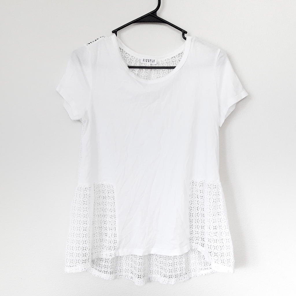 Claudie Pierlot | Cotton Peplum Lace Top In White